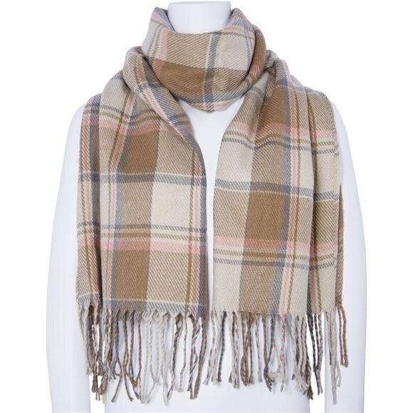 Womens winter plaid scarf large blanket shawl wrap warm soft cozy fall accessory - Picture 3 of 7